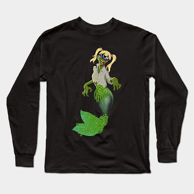 Wacky Halloween  Mermaid Zombie Long Sleeve T-Shirt by MGRCLimon